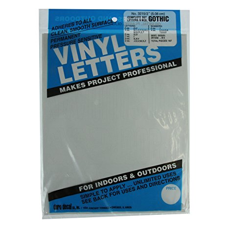 Duro Decal Permanent Adhesive Vinyl Letters & Numbers: 2" Gothic White