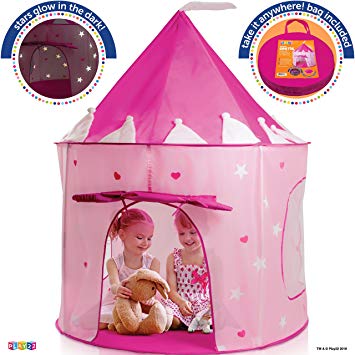 Play22 Play Tent Princess Castle Pink - Kids Tent Features Glow in The Dark Stars - Portable Kids Play Tent - Kids Pop Up Tent Foldable Into A Carrying Bag - Indoor and Outdoor Use - Original