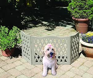 KOVOT Wood Freestanding Foldable Adjustable 3-Section Pet Gate with Gray Diamond Design | Measures 19" H & Extends to 47" L Dog