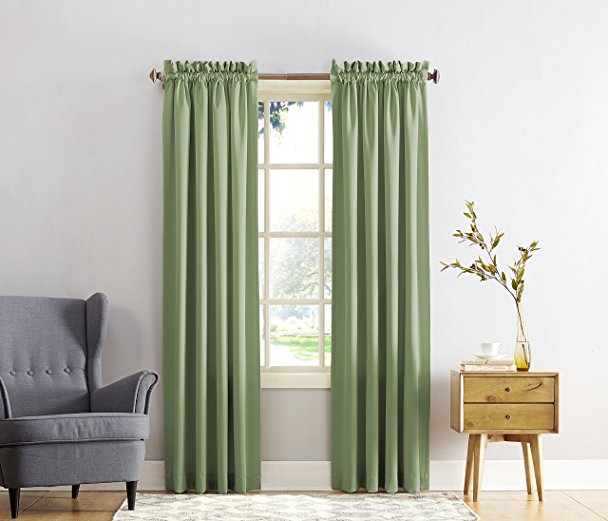 Sun Zero Barrow Energy Efficient Rod Pocket Curtain Panel, 54" x 95", Sage Green