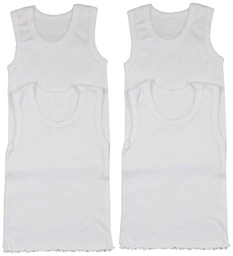 ToBeInStyle Girl's 4 Pack Ruffle Hem Cotton Tank Tops