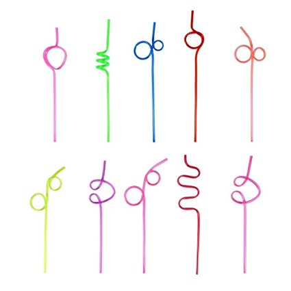 ISusser 50pcs Crazy Loop Straws, Crazy Reusable Drinking Straws In Assorted Colors, Great For Parties, Carnivals, Fun, BPA FREE