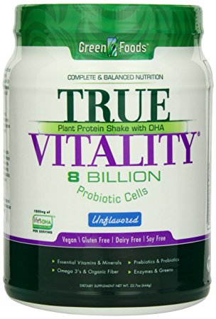 Green Foods True Vitality Plant Protein Shake, Unflavored, 22.7 Ounce