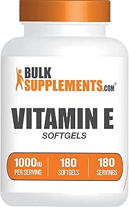 BulkSupplements.com Vitamin E 1000 IU Softgels - Vitamin E Supplement, Essential Antioxidant Support, Vitamin E Softgels - Gluten Free, 1 Softgel per Serving, 180 Count (Pack of 1)