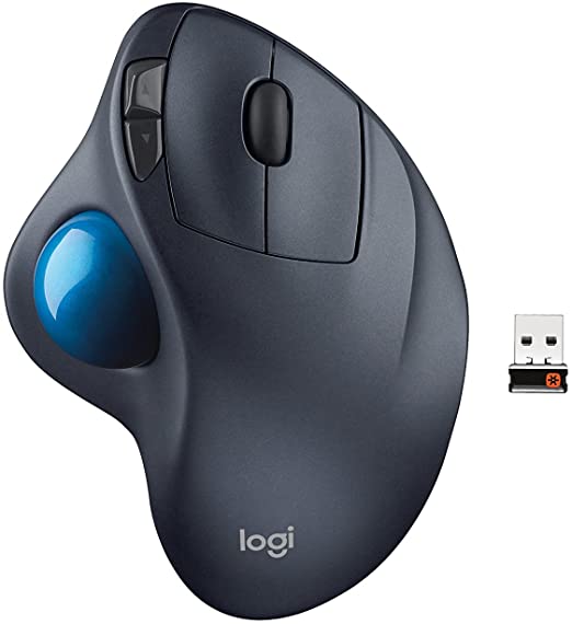 Logitech M570 5-Button Wireless USB Optical Trackball Mouse (Gray/Blue)