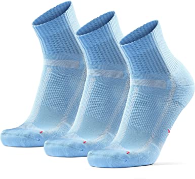 DANISH ENDURANCE Calcetines de Running Largas Distancias, para Hombre y Mujer, Acolchados, Transpirables, Calcetines de Atletismo con Compresión de Arco, Anti-Rozaduras, Maratón, Negro, Pack de 3