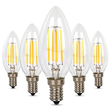 Albrillo E12 Bulb Candelabra LED 4W, 40 Watt Equivalent, Warm White, 5 Pack