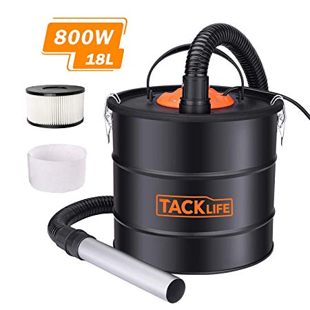 Ash Vacuum, Tacklife Ash Vacuum Cleaner 800W, Ash Vac Canister 5 Gallon Capacity Debris/Dust/Ash Collector, Suitable for BBQ Grill, Fireplace, Coal Stove-PVC03A