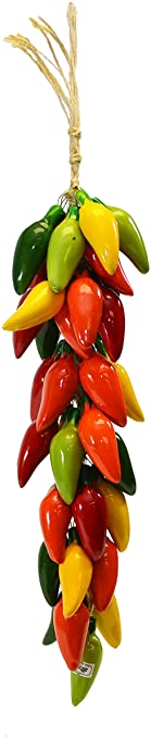 SMALL RISTRA/STRING OF CERAMIC JALAPENO PEPPERS, WITH 35-40 PEPPERS-21 Long