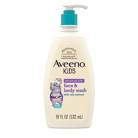 Aveeno Kids Sensitive Skin Face & Body Wash With Oat Extract, Gently Washes Away Dirt & Germs Without Drying 532ml