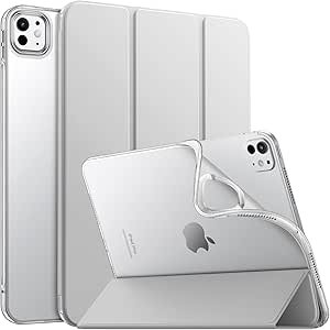 MoKo for iPad Pro 11 Inch Case M4 2024 (5th Gen), Ultra Slim Stand iPad Pro 11 M4 Case with Soft TPU Translucent Frosted Back Cover for iPad Pro 11'' 2024 (Model: A2836/A2837/A3006), Silver