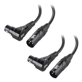 Cable Matters 2-Pack Right Angle XLR Cable, Short XLR Microphone Cable 1 Foot Oxygen-Free Copper (OFC) XLR Right Angle Cable, Mic Cord, XLR Speaker Cables, Black