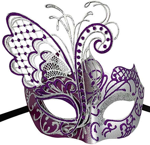 Xvevina Masquerade Mask for Women Shiny Glitter Venetian Pretty Party Evening Prom Mask