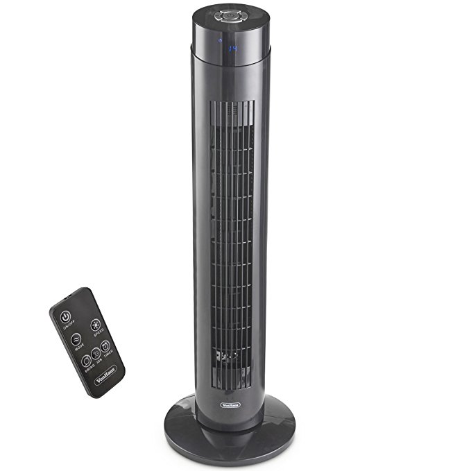 VonHaus 35" Cooling Tower Fan with Remote - Portable, Oscillating, 3 Speed Settings, Ioniser Function, Timer & Sleep Mode