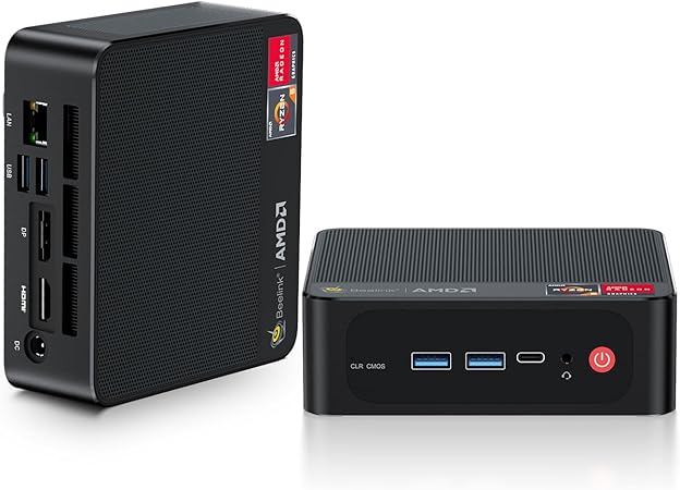 Beelink Mini PC AMD Ryzen 7 5700U (8C/16T, Up to 4.3Ghz), 32GB DDR4 RAM 1TB NVMe SSD, SER5 Pro Mini Desktop Computer Support 4K@60Hz/Triple Display/WiFi6/BT5.2/HDMI DP/Home/Office/Game