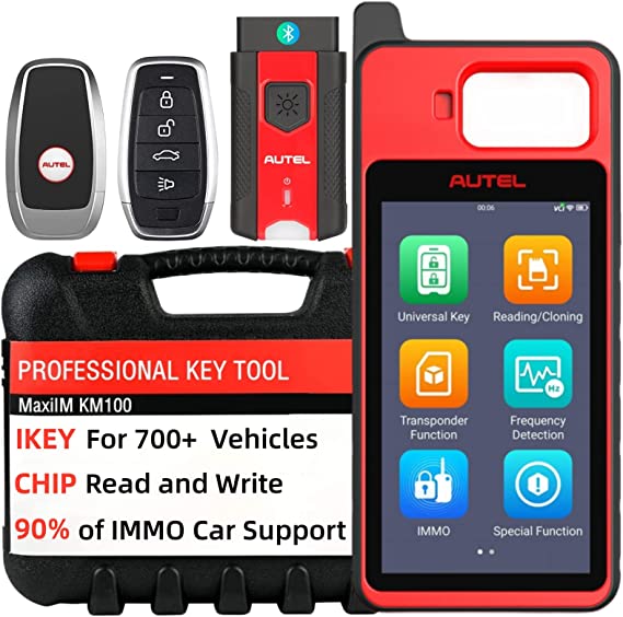 Autel MaxiIM KM100 Key Fob Programmer Immobilizer Tool Key Creation IMMO Learning Chip Read/Write Cloning Frequency Detection Program Autel IKEY for BMW for Volkswagen for Toyota for Honda