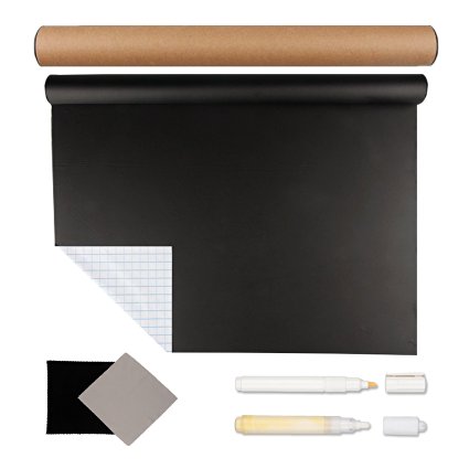 UrToyHut Self-Adhesive Chalkboard Wall Paper - 45*200cm - Including Extra 2 Microfiber Cleaning Clothes and 2 Liquid Chalk Markers (45*200cm)
