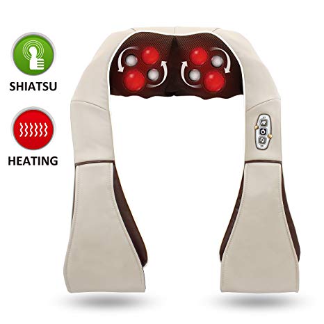 Snailax Shiatsu Neck and Shoulder Massager with Heat Massage Pillow Deep Kneading for Back Legs Neck Pain
