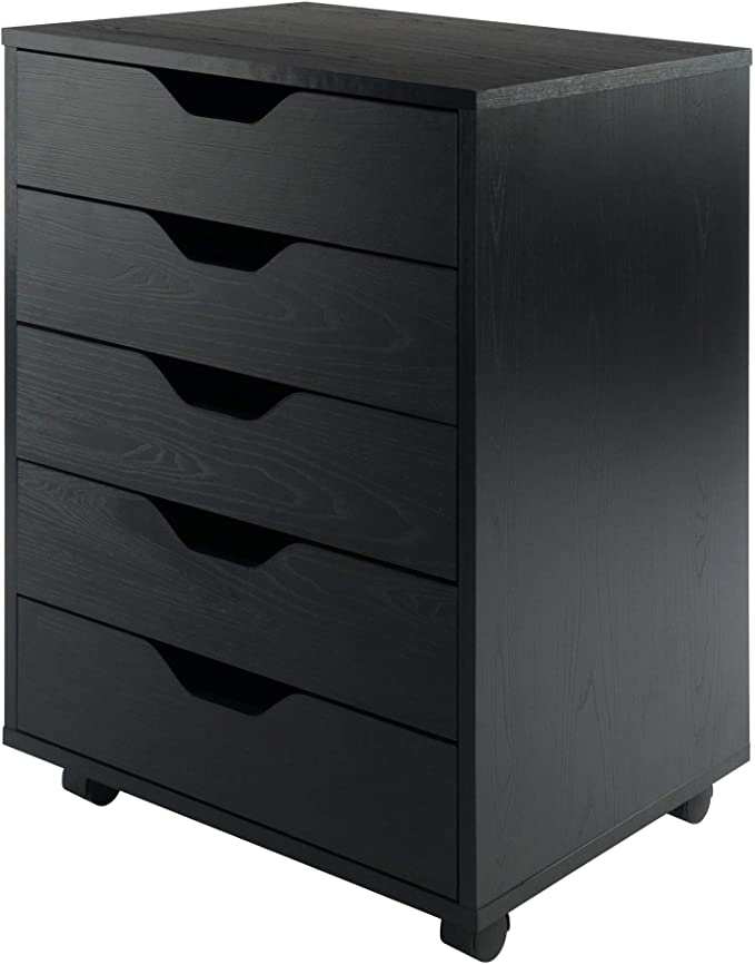 Winsome Wood Halifax Cabinet for Closet/Office, 5 Drawers, Black