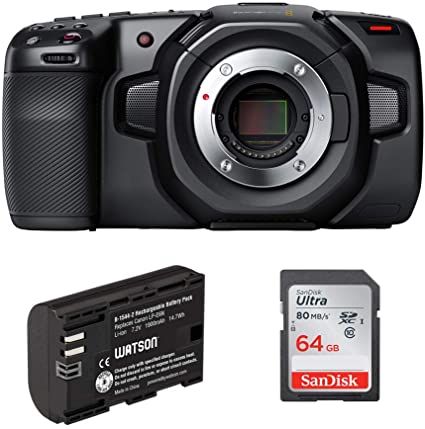 Blackmagic Design Pocket Cinema Camera 4K with LP-E6N Lithium-Ion Battery Pack & 64GB Ultra UHS-I SDXC Memory Card Bundle