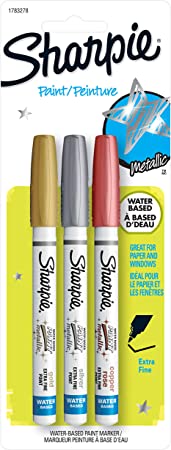 SHARPIE Paint Marker, 3-Count, Metallic Assorted, 3 Count