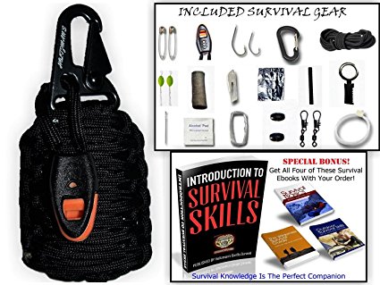 Holtzman’s Gorilla Egg : 550 Paracord Grenade Emergency Kit - Your Survival Pack Has an Upgraded Military Grade Carabiner Snap Hook Is Stuffed with 18 Tools