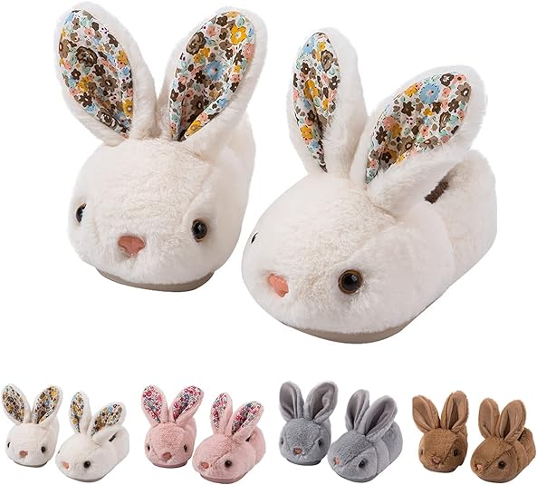 Toddler Slippers Boy and Girl Bunny Slippers Plush Cute Non-Slip Warm Winter Shoes, Suitable for indoor and outdoor Kids Slippers