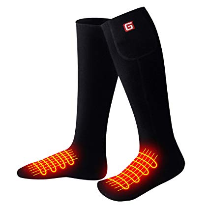 QILOVE Men Women Battery Heated Socks US Size 8-12,Winter Indoor Outdoor Skiing Hunting Camping Hiking Rechargeable Socks,Electric Foot Warmer Socks Ideal Gift for Christmas/Thanksgiving Day