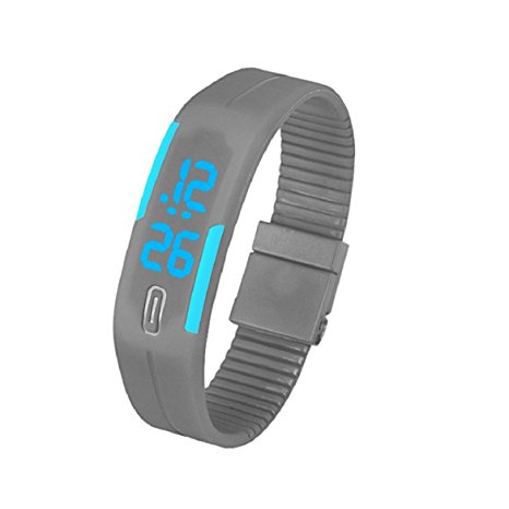 Susenstone® Rubber Blue LED Watch Date Sports Bracelet Digital Wrist Watch