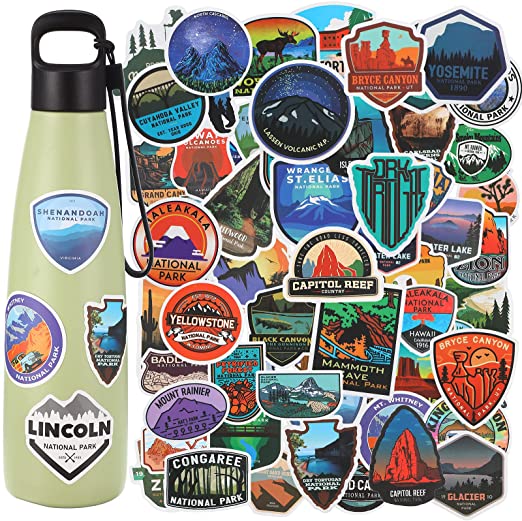 200 Pieces National Park Forest Stickers Waterproof Adventure Nature Stickers Travel Wilderness Decals Outdoor Hiking Camping Sticker for Laptop Water Bottle Car Luggage Bike Skateboard (Park Theme)