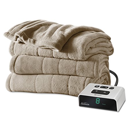 Sunbeam Microplush Heated Blanket, Full, Mushroom, BSM9BFS-R772-16A00