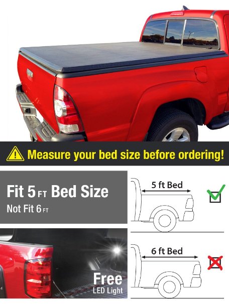 Premium TriFold Tonneau Truck Bed Cover For 05-15 Nissan Frontier 5 feet withwithout utility track 09-12 Suzuki Equator 5 feet 60 inch Trifold Truck Cargo Bed Tonno Cover NOT For Stepside