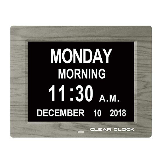 Clear Clock [Newest Version] Digital Memory Loss Calendar Day Clock (Grey)