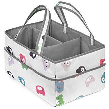 Baby Diaper Caddy Organizer | Nursery Storage Bin and Car Organizer for Diapers, Toys, Wipes, Bath time Items, Baby Essentials | Great for Baby Shower Gift | 15in. x 10in. x 8in.