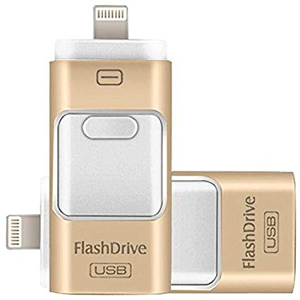 64GB iPhone USB Flash Drive, iOS Memory Stick, iPad External Storage Expansion for iOS Android PC Laptops (64GB Gold)