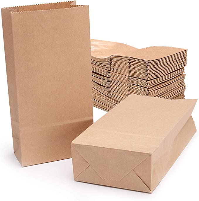 100pcs Brown Paper Bags Sandwich Lunch Take Away Food Bags Gift Bags with Biodegradable Kraft for Birthday Party Wedding Christmas (70g/m²) 7.1"x3.5"x2.2"/180x90x55mm