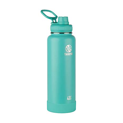 Takeya Actives Vacuum-Insulated Stainless-Steel Water Bottle with Insulated Spout Lid, 40oz, Teal