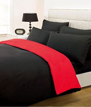 Impressions Fusion Black And Red Double Reversible Duvet Cover Set (Including Two Black Pillowcases)