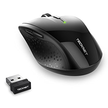 TeckNet Alpha Ergonomic 2.4G Wireless Optical Mobile Mouse with USB Nano Receiver for Laptop,PC,Chromebook,Macbook,Computer,6 Buttons,18 Months Battery Life, 5 DPI Adjustment Levels