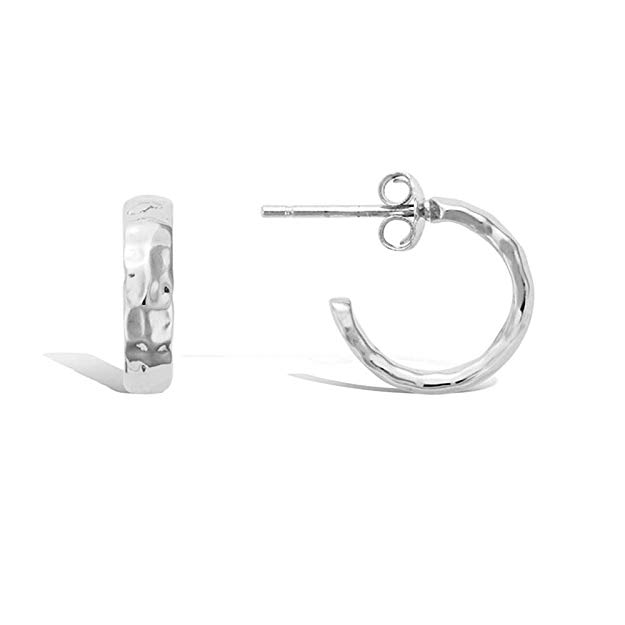 AGVANA Gold Plated 925 Sterling Silver Hoop Earrings Diameter 1/2” Half Open Hoop Post Earrings For Women
