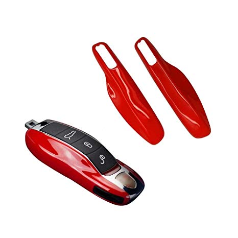 carmonmon Smart Protectors Keyless Remote Key Cases Shell Car Key Case Platic Cover Case Cover Side Blades for Porsche Cayenne Panamera(Red)