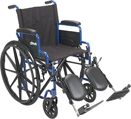 Drive Medical Single Axle Blue Streak Wheelchair, Flip Back Desk Arm, Leg Rest, 18", 1 Count - 18.7 ounces (BLS18FBD-ELR)