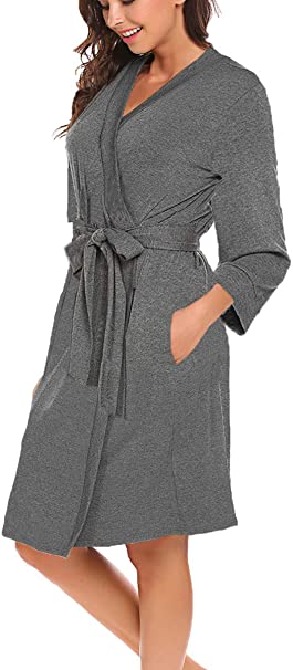 Bluetime Women Robe Soft Kimono Robes Cotton Bathrobe Sleepwear Loungewear Short