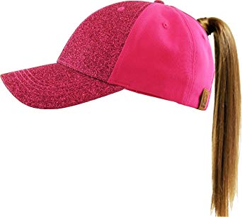 All Hat Ponytail Vintage Sports Glitter Messy High Bun Hat Ponycaps Adjustable Cotton and Mesh Trucker Baseball Cap