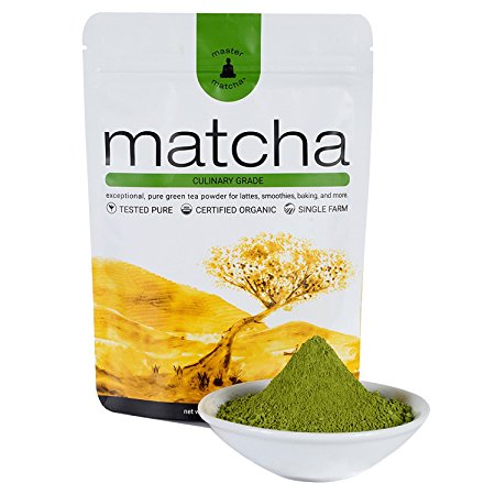 Master Matcha Certified Organic Green Tea Powder (Culinary Grade Matcha Powder for Lattes, Smoothies, Baking) - Vegan, Gluten Free, GMO Free, No Preservatives, Sugar Free - 80g (2.8 oz)