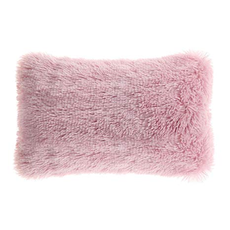 PICCOCASA Faux Fur Throw Pillow Cover,Fluff Plush Cushion Cover Mongolian Luxury Pillow Case Soft Pillow Protector for Home/Sofa/Couch/Bed/Car(12 x 20 Inch 30 x 50 cm, Dark Pink)