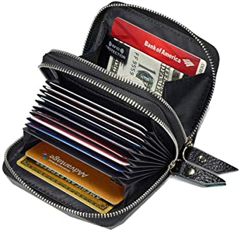 KALMORE Womens Genuine Leather RFID Secured Spacious Cute Zipper Card Wallet Small Purse KALMORE Women’s Genuine Leather RFID Secured Spacious Cute Zipper Card Wallet Small Purse (Black)