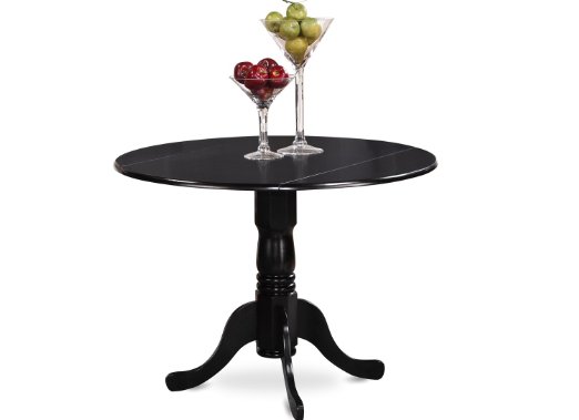 East West Furniture DLT-BLK-TP Round Table with Two 9-Inch Drop Leaves