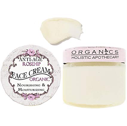 ORGANIC Shea Butter, Rose Hip, Evening Primrose, Rose Face Cream Nourishing & Moisturizing All Natural No Toxic Preservatives, Artificial Color or Scent (2 OZ)