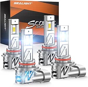 SEALIGHT 9005 9006 Fog Light Bulbs, 1:1 Real Size 2024 Newest S3 9005 9006 Combo, 700% Super Brightness, 6500K Cool White Fog Light with Fan, Powersports or Fog Use Only, Pack of 4